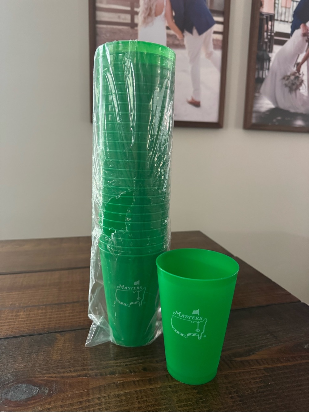 Masters Bright Green Reusable Plastic Cups - Set of Stackable Cups